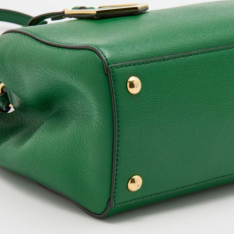 Pre Owned Fendi Green Leather Petite Sac 2jours Tote