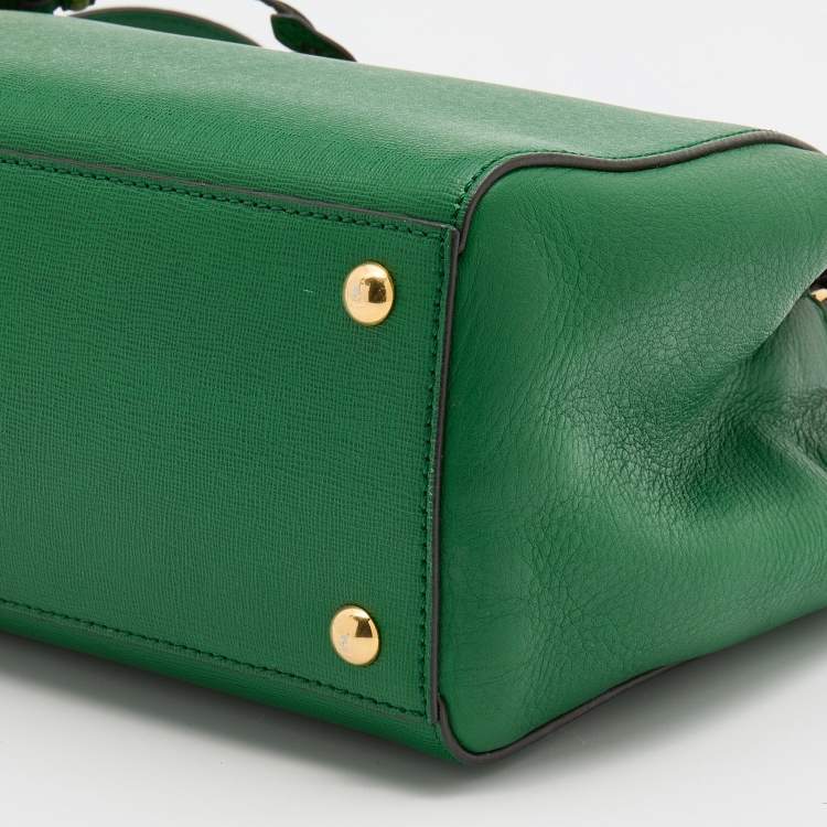 Pre Owned Fendi Green Leather Petite Sac 2jours Tote