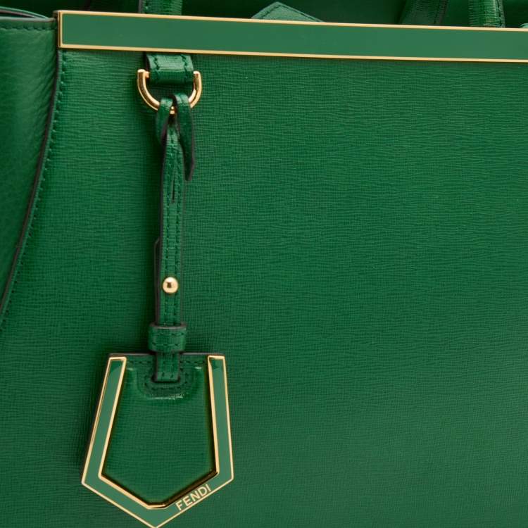 Pre Owned Fendi Green Leather Petite Sac 2jours Tote