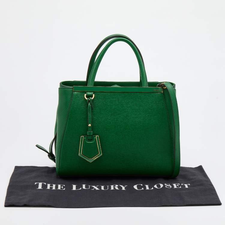 Pre Owned Fendi Green Leather Petite Sac 2jours Tote