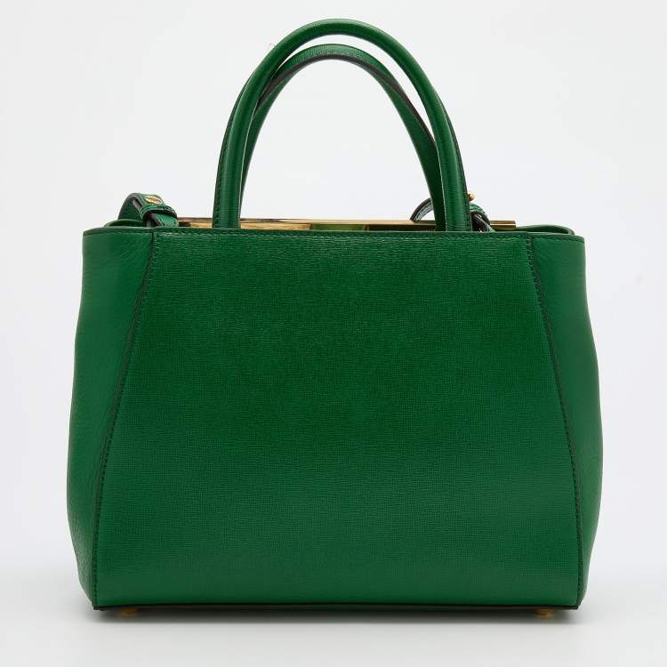 Pre Owned Fendi Green Leather Petite Sac 2jours Tote