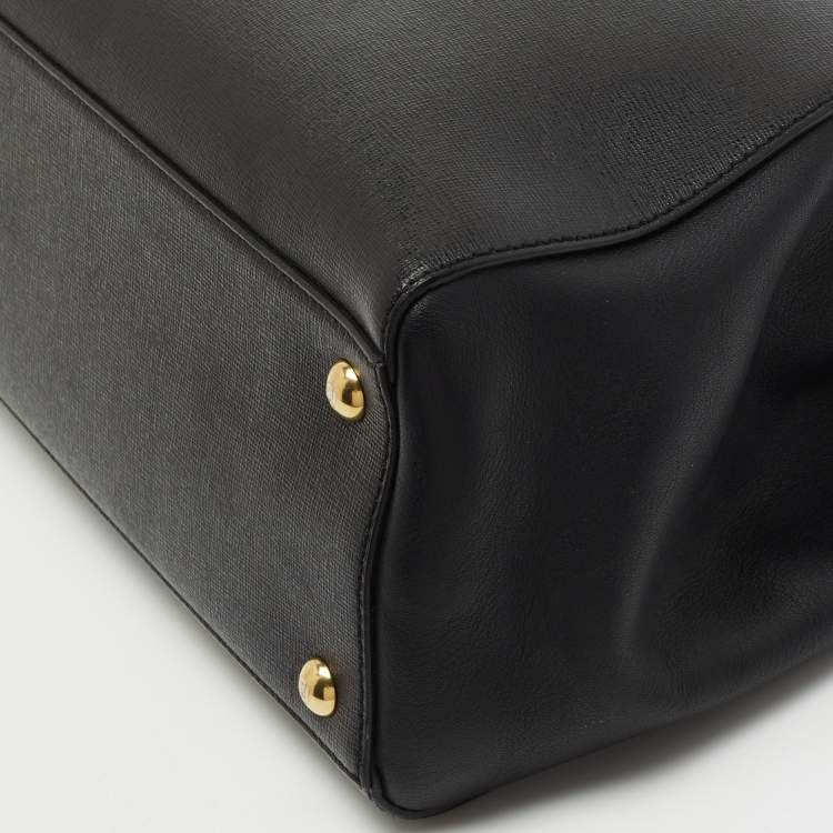 Pre Owned Fendi Black Leather Small 2Jours Tote
