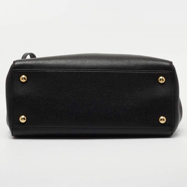 Pre Owned Fendi Black Leather Small 2Jours Tote