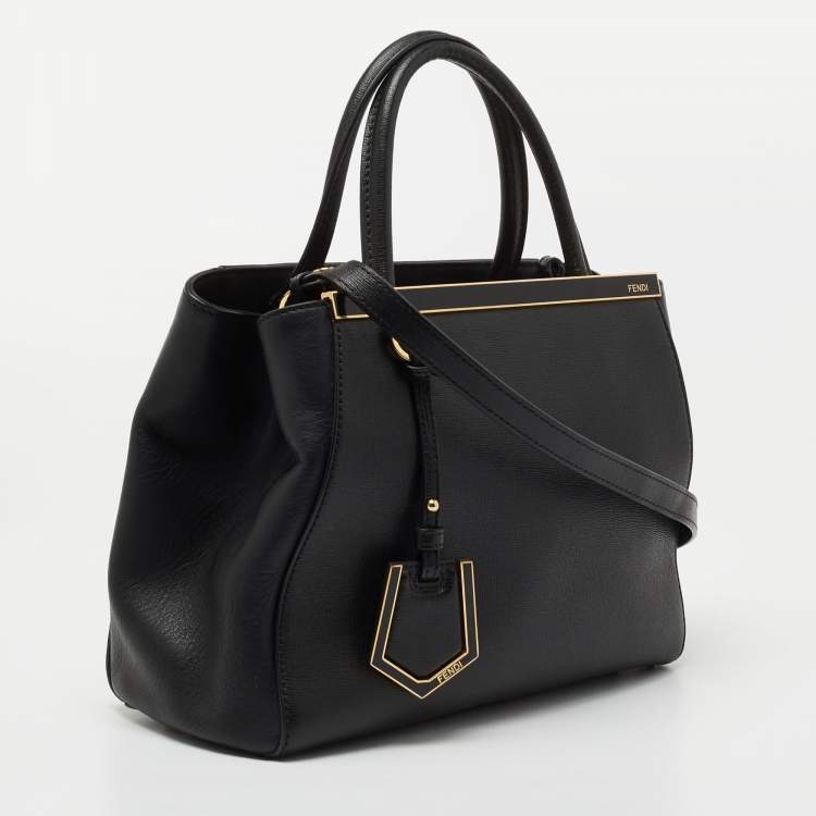 Pre Owned Fendi Black Leather Small 2Jours Tote