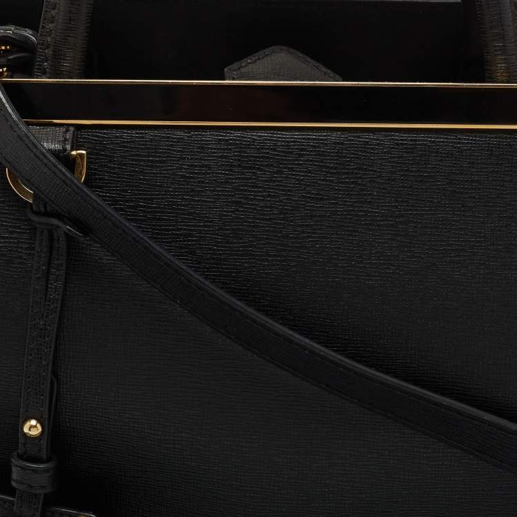 Pre Owned Fendi Black Leather Small 2Jours Tote