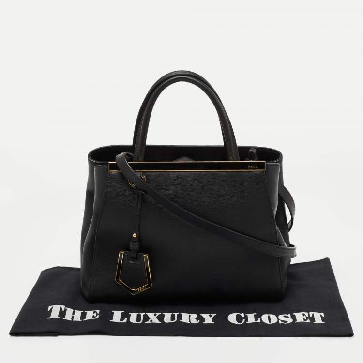 Pre Owned Fendi Black Leather Small 2Jours Tote