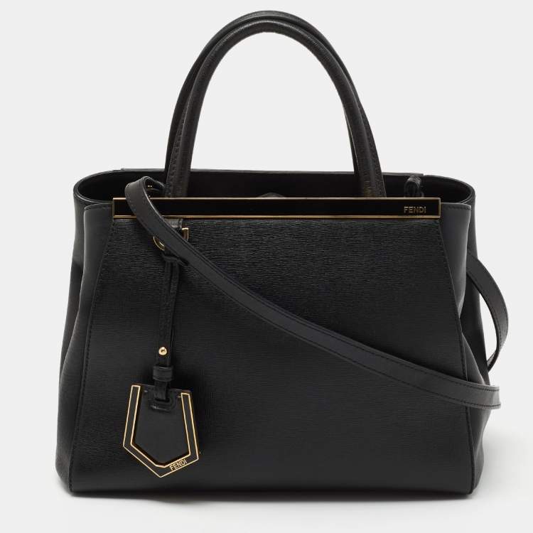 Pre Owned Fendi Black Leather Small 2Jours Tote