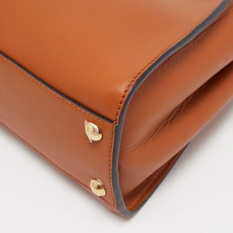 مملوكة مسبقًا Fendi Brown Leather Mini Iconic Peekaboo Top Handle Bag
