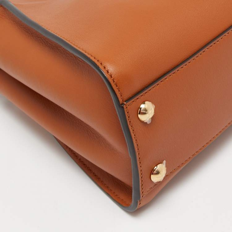 مملوكة مسبقًا Fendi Brown Leather Mini Iconic Peekaboo Top Handle Bag