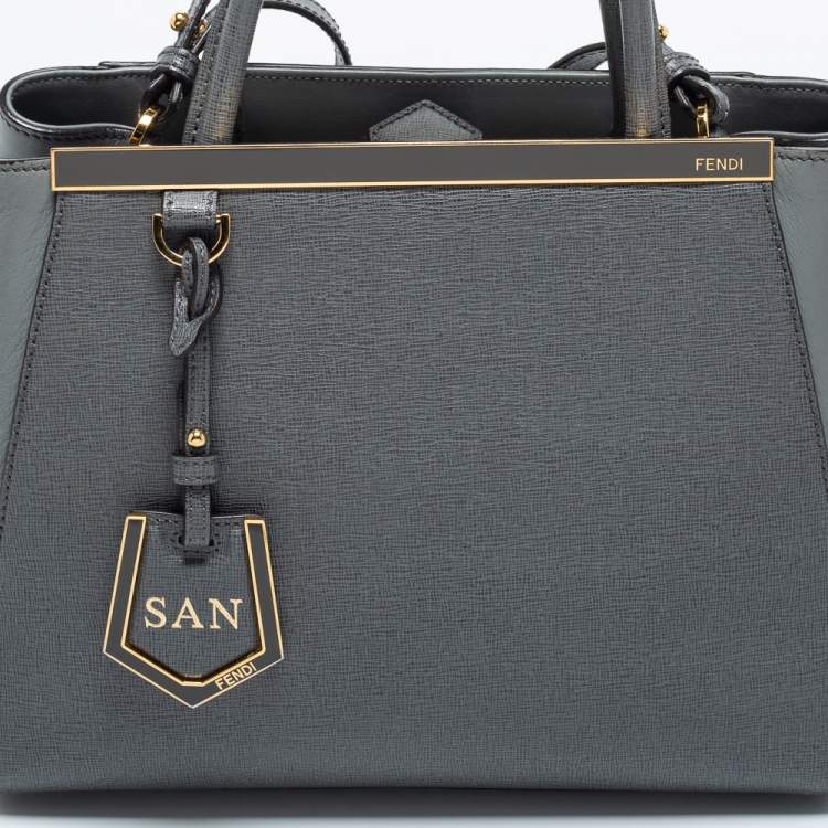 Pre Owned Fendi Grey Leather Small 2Jours Tote