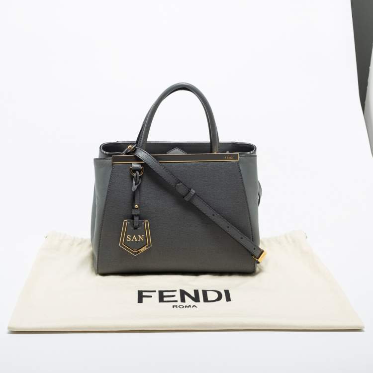 Pre Owned Fendi Grey Leather Small 2Jours Tote