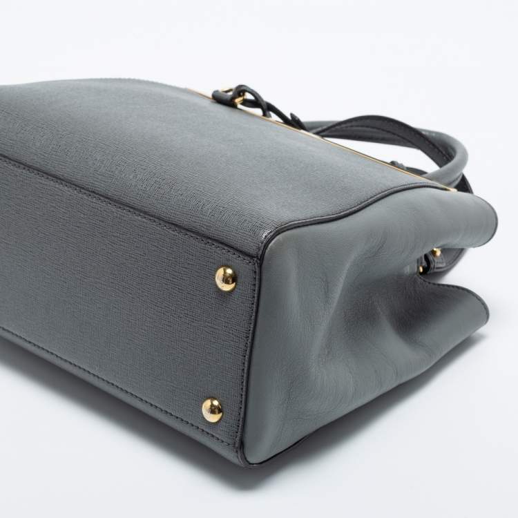 Pre Owned Fendi Grey Leather Small 2Jours Tote