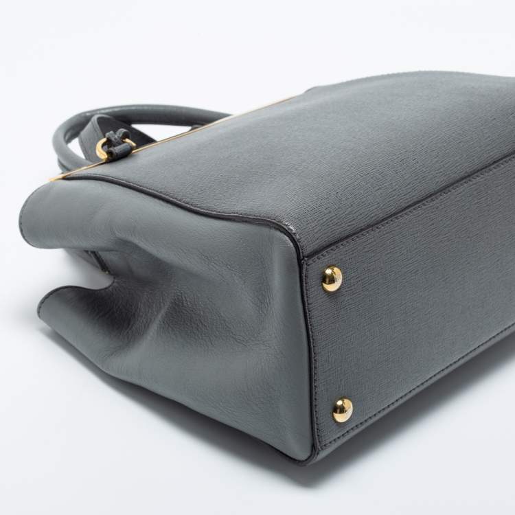 Pre Owned Fendi Grey Leather Small 2Jours Tote