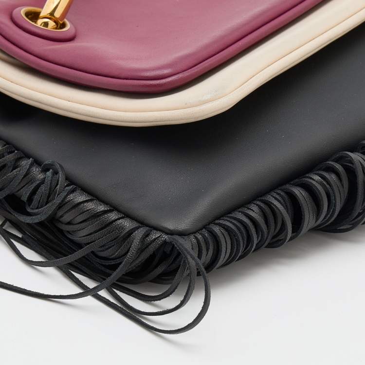 Pre Owned Fendi Multicolor Leather Triplette Clutch