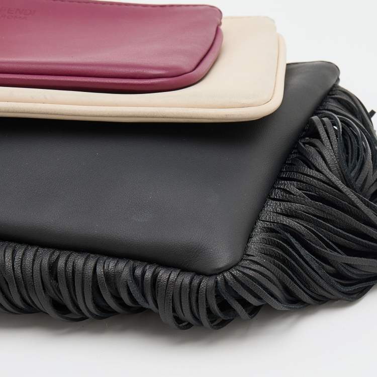 Pre Owned Fendi Multicolor Leather Triplette Clutch