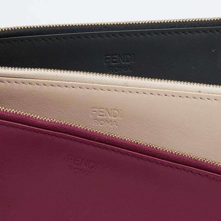 Pre Owned Fendi Multicolor Leather Triplette Clutch