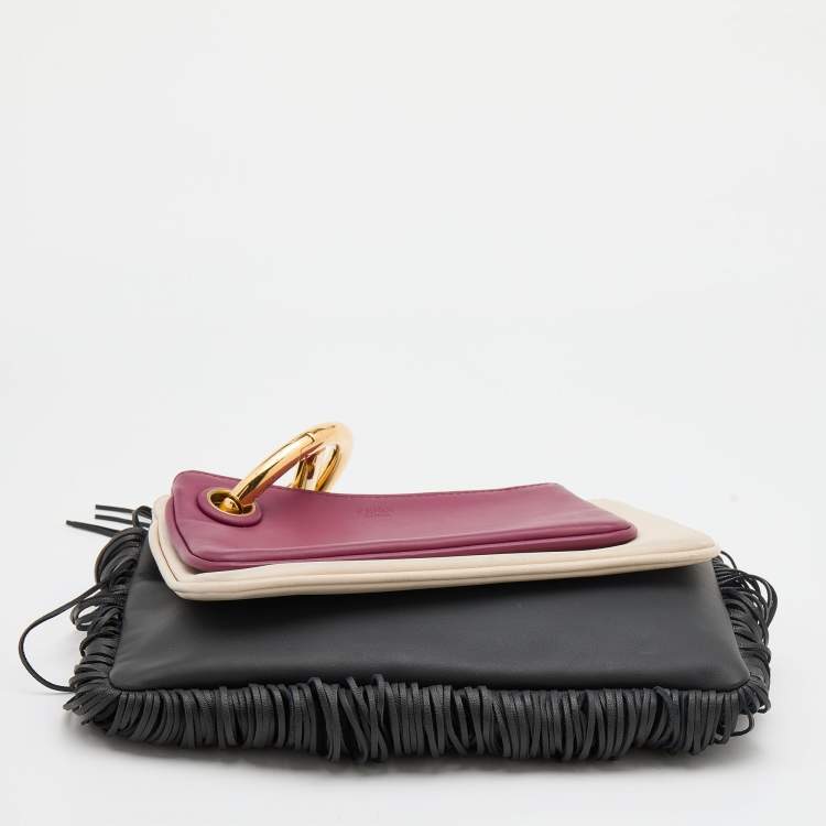 Pre Owned Fendi Multicolor Leather Triplette Clutch