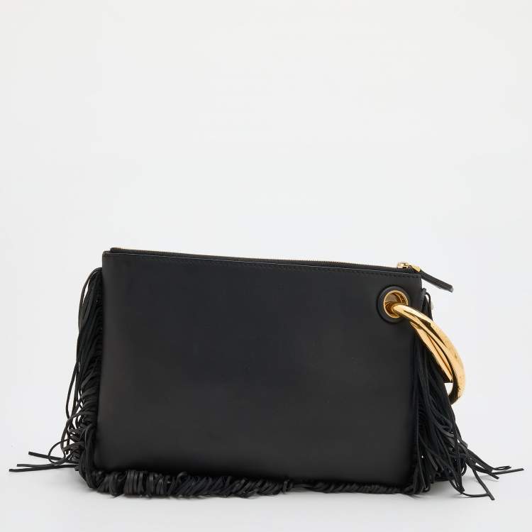 Pre Owned Fendi Multicolor Leather Triplette Clutch