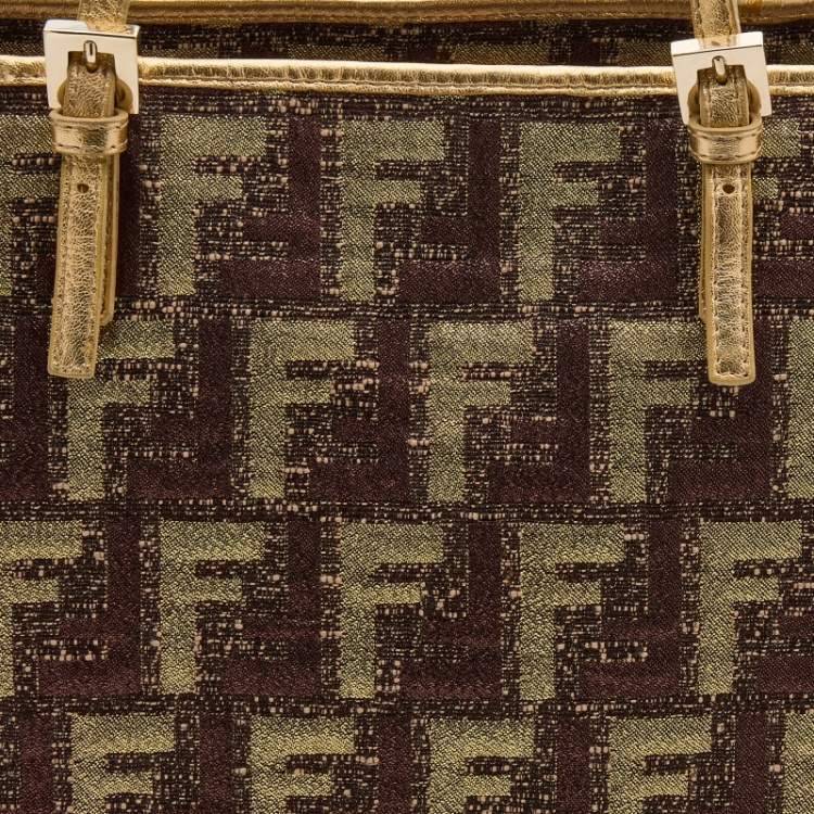 Pre Owned Fendi Multicolor Zucca Brocade Fabric Shopper Tote