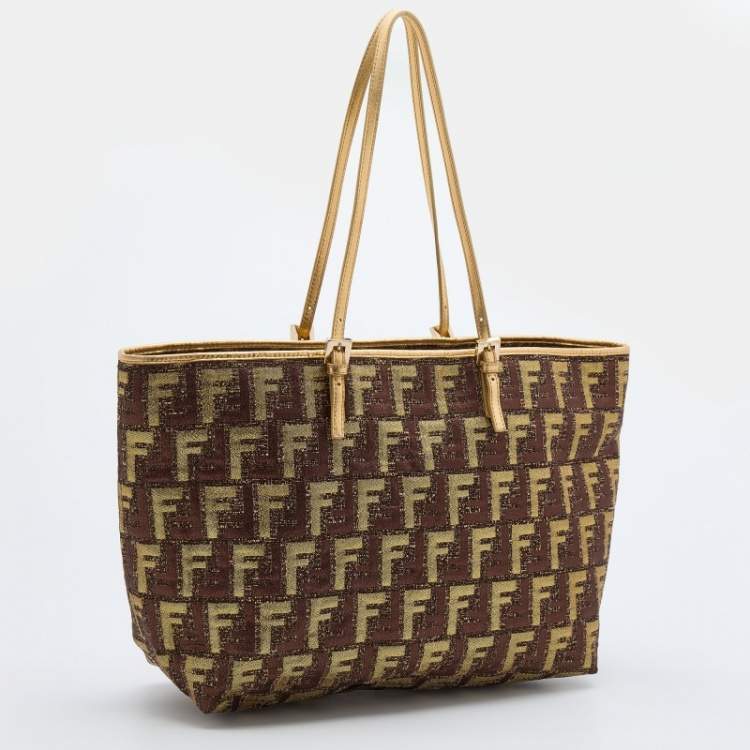 Pre Owned Fendi Multicolor Zucca Brocade Fabric Shopper Tote