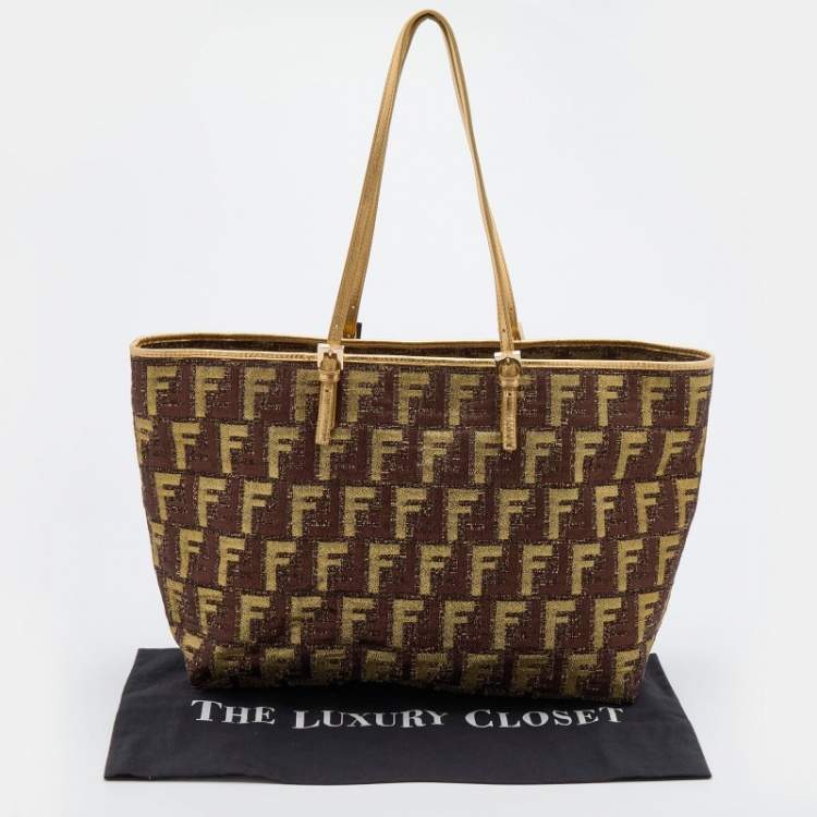 Pre Owned Fendi Multicolor Zucca Brocade Fabric Shopper Tote