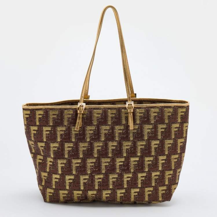 Pre Owned Fendi Multicolor Zucca Brocade Fabric Shopper Tote