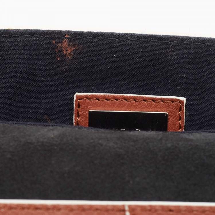 Pre Owned Fendi Brown Fur and Leather 3 Baguette Crossbody Bag