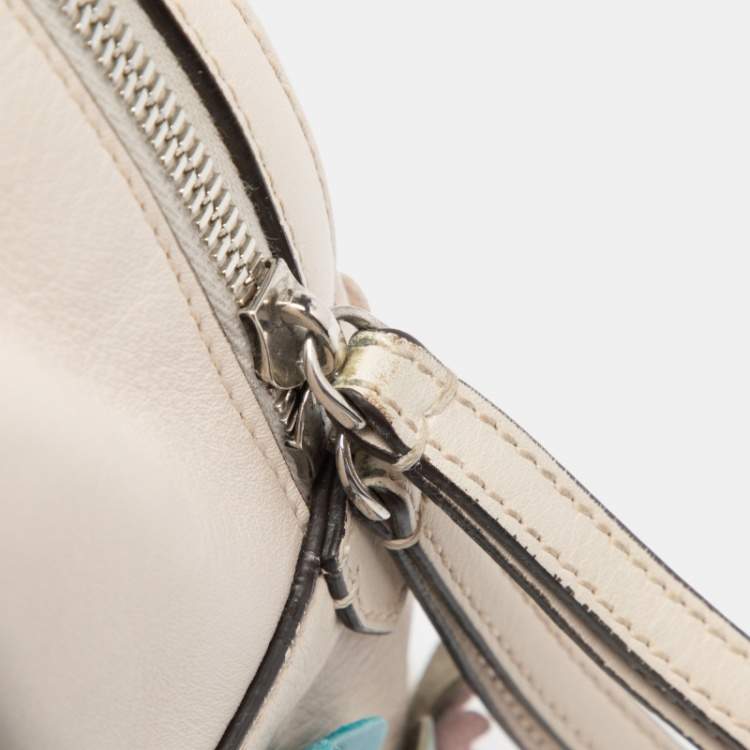 Pre Owned Fendi Cream Leather Mini Flowerland Backpack