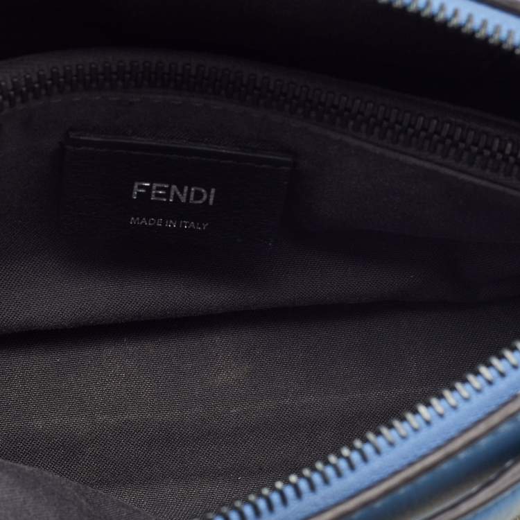 Pre Owned Fendi Blue Leather Mini By The Way Embellished Shoulder Bag