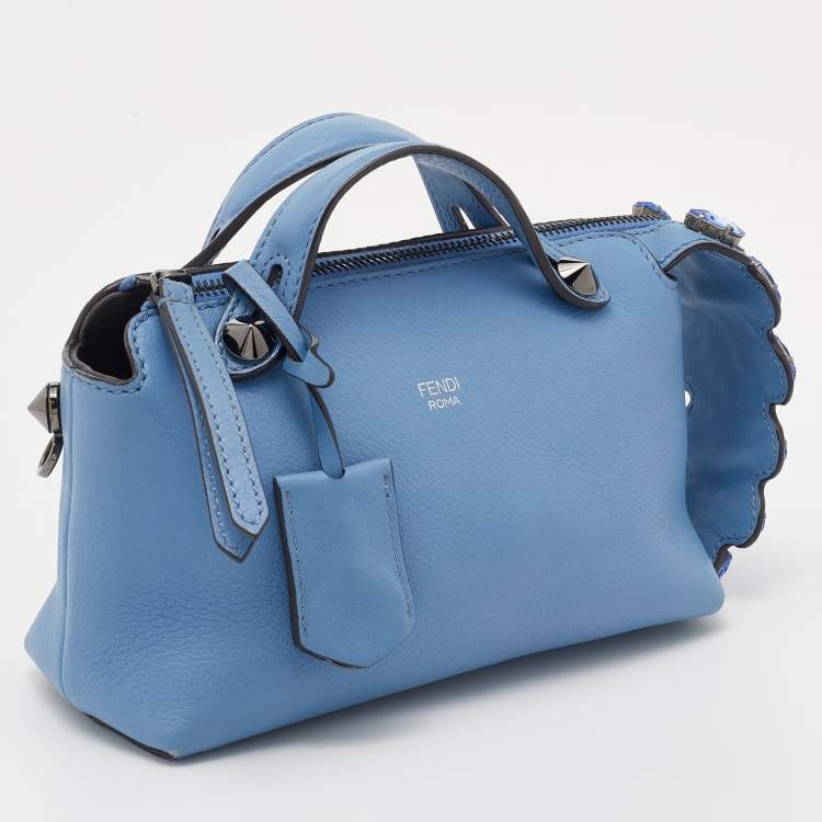 Pre Owned Fendi Blue Leather Mini By The Way Embellished Shoulder Bag