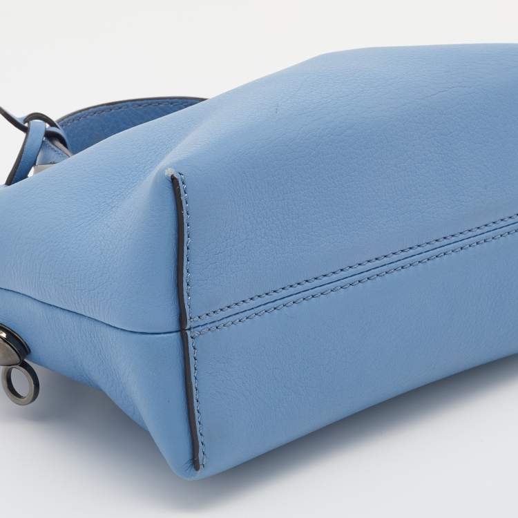 Pre Owned Fendi Blue Leather Mini By The Way Embellished Shoulder Bag
