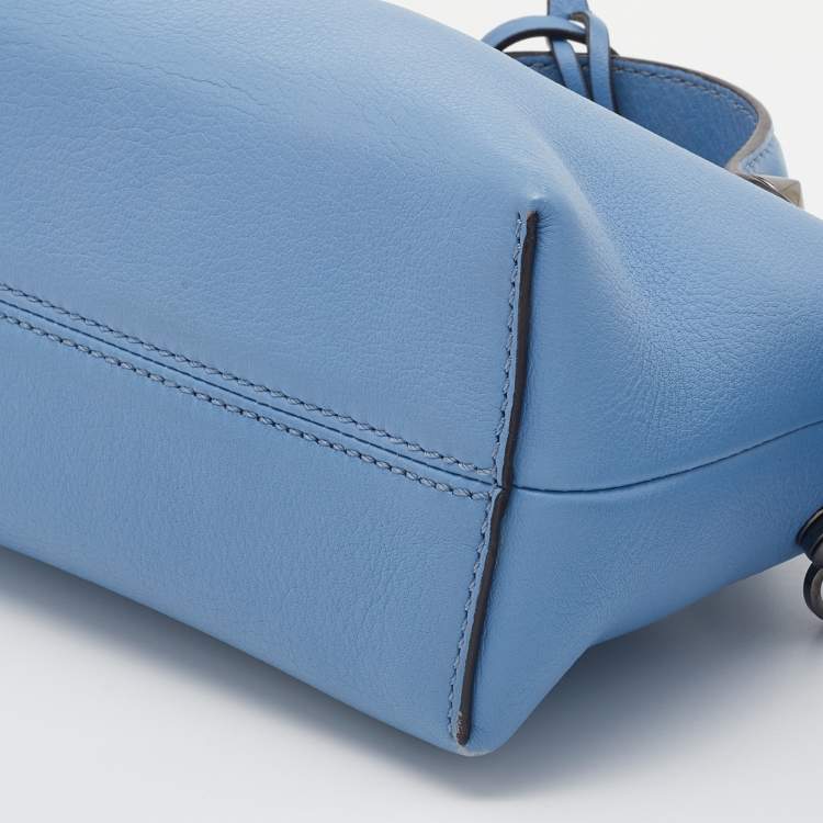 Pre Owned Fendi Blue Leather Mini By The Way Embellished Shoulder Bag