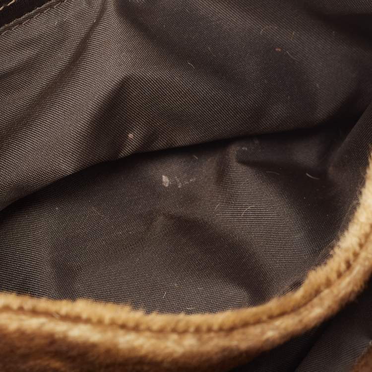 Pre Owned Fendi Brown/Beige Calfhair and Leather Baguette Bag