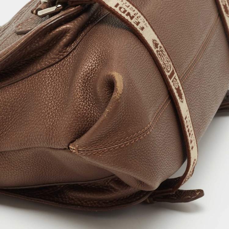 Pre Owned Fendi Brown Selleria Leather Tote