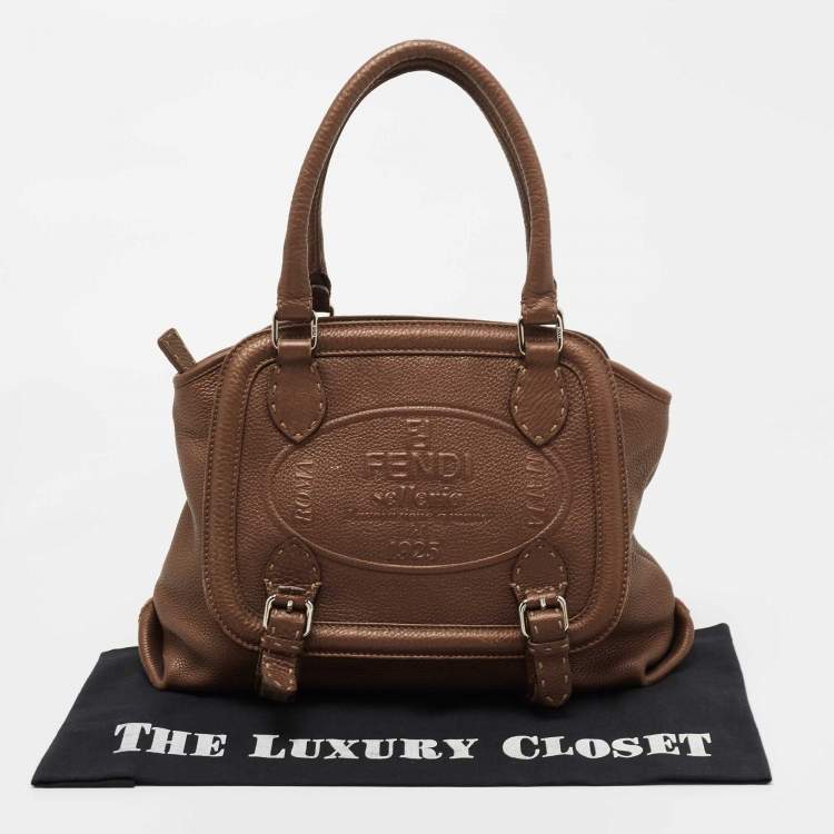 Pre Owned Fendi Brown Selleria Leather Tote