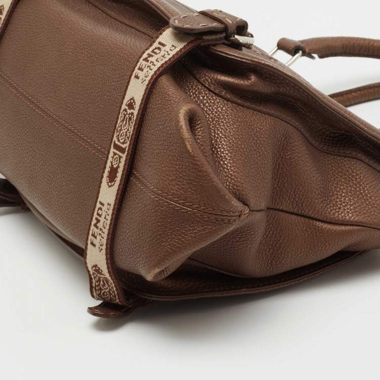 Pre Owned Fendi Brown Selleria Leather Tote