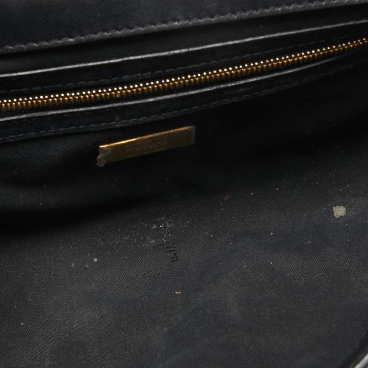 Pre Owned Fendi Black Leather Baguette Shoulder Bag