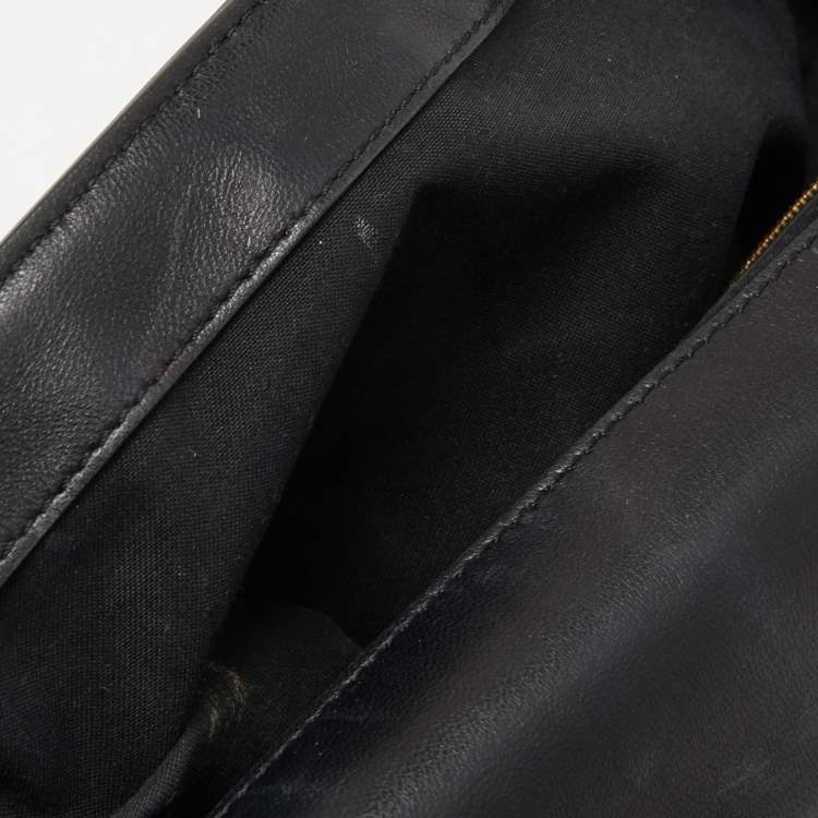 Pre Owned Fendi Black Leather Baguette Shoulder Bag