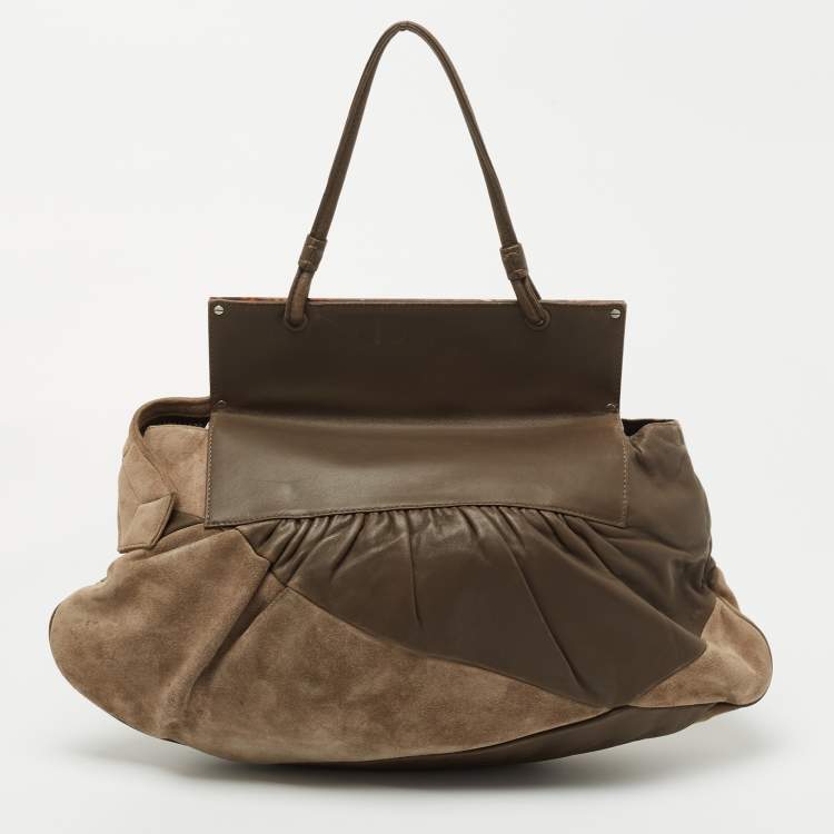 Pre Owned Fendi Grey Suede and Leather To You Convertible Clutch