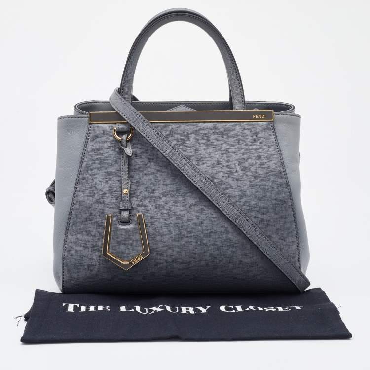 Pre Owned Fendi Grey Leather Petite Sac 2Jours Tote
