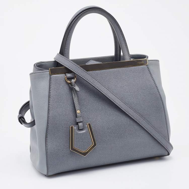 Pre Owned Fendi Grey Leather Petite Sac 2Jours Tote
