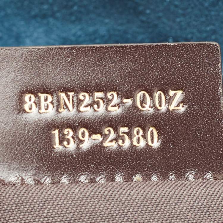 Pre Owned Fendi Blue/Brown Leather and Pequin Stripe Canvas Satchel