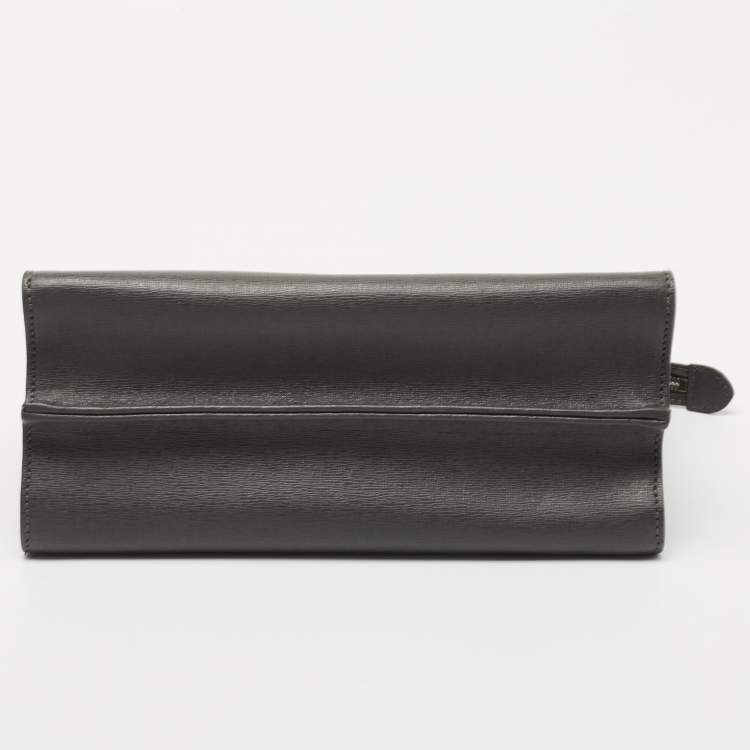 Pre Owned Fendi Grey Leather Small Demi Jour Top Handle Bag