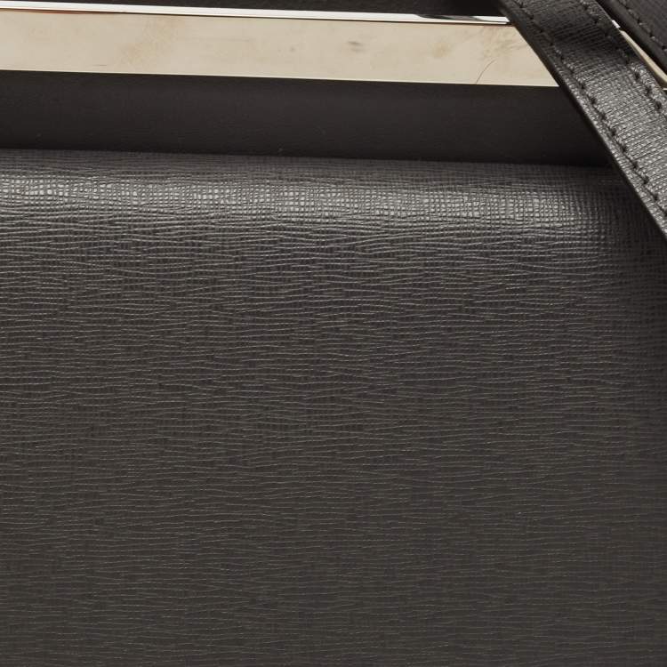 Pre Owned Fendi Grey Leather Small Demi Jour Top Handle Bag
