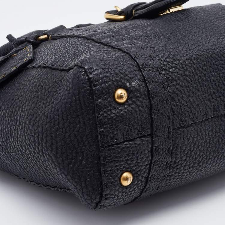 Pre Owned Fendi Black Leather Selleria Linda Flap Satchel