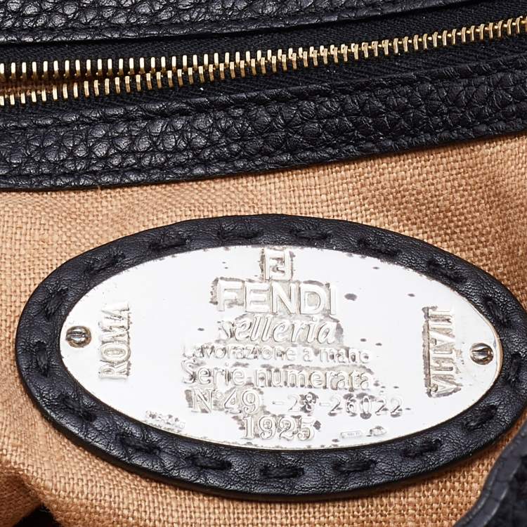 Pre Owned Fendi Black Leather Selleria Linda Flap Satchel