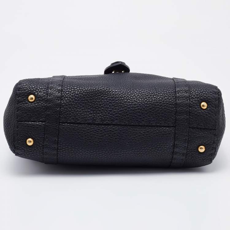 Pre Owned Fendi Black Leather Selleria Linda Flap Satchel