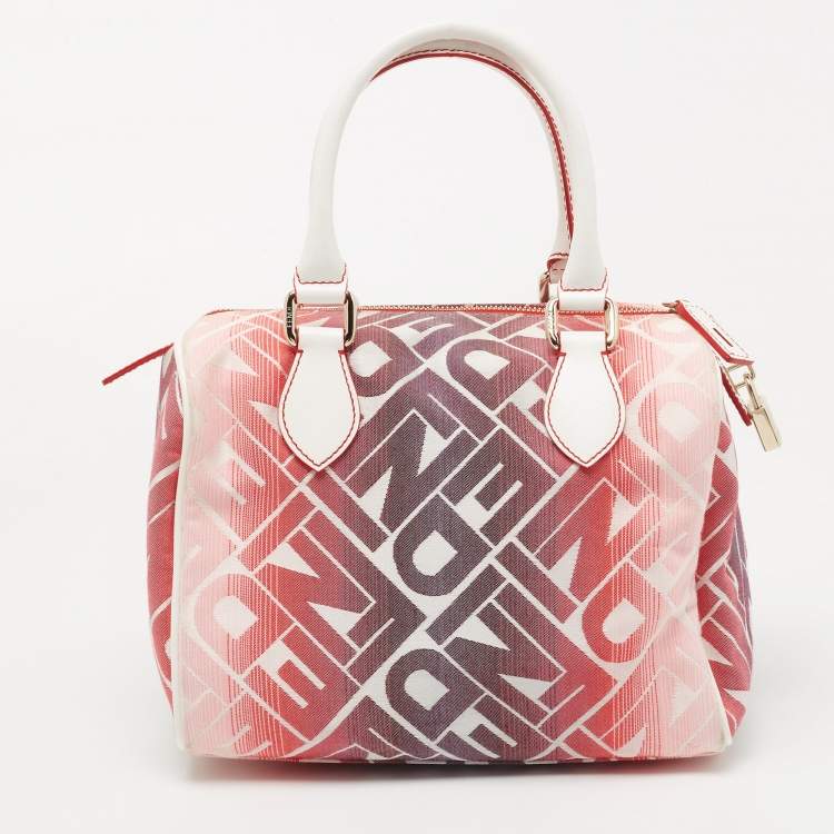 Pre Owned Fendi Multicolor Canvas and Leather Bauletto Satchel
