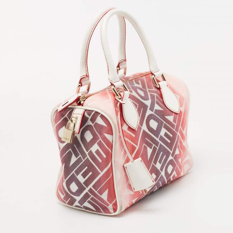 Pre Owned Fendi Multicolor Canvas and Leather Bauletto Satchel