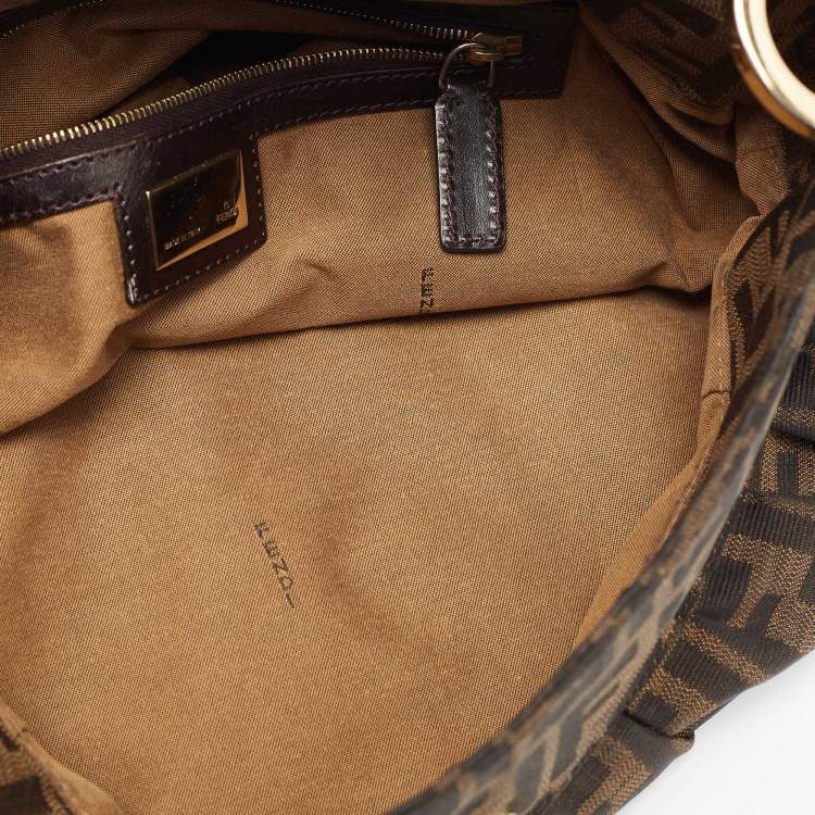 Pre Owned Fendi Brown Zucca Canvas and Leather Chef Shoulder Bag